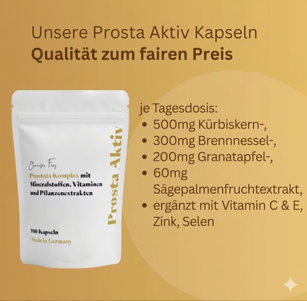 Prosta Komplex 120 Kapseln hochdosiert - Sägepalmenextrakt, Prostata Komplex mit Kürbiskern, Brennnessel, Vitamin E, Zink, Selen - vegan, prosta, Sägepalme