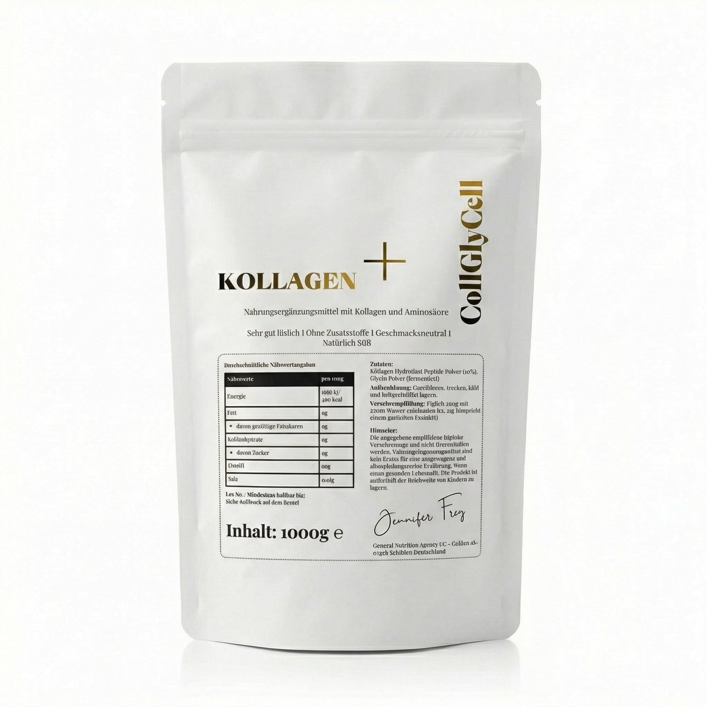 Original Kollagen+ Hydrolysat Peptide plus Extra Kollagenbaustein Glycin – Natürlich Süßes und Geschmacksneutrales Eiweißpulver – Made in Germany – gut löslich Kollagen + Kollagenbaustein Glycin
