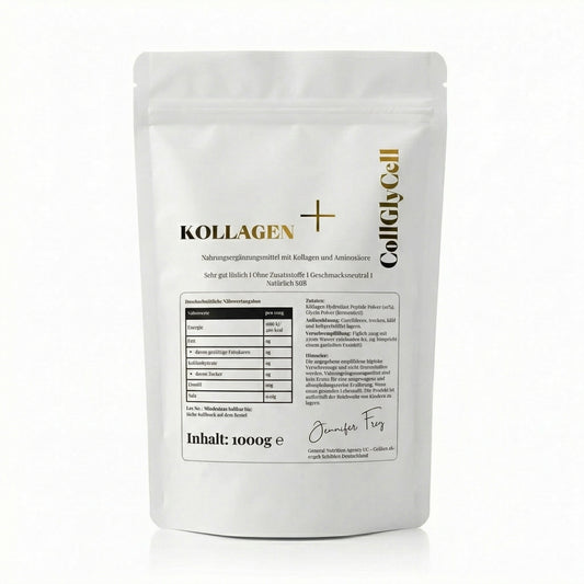 Original Kollagen+ Hydrolysat Peptide plus Extra Kollagenbaustein Glycin – Natürlich Süßes und Geschmacksneutrales Eiweißpulver – Made in Germany – gut löslich Kollagen + Kollagenbaustein Glycin