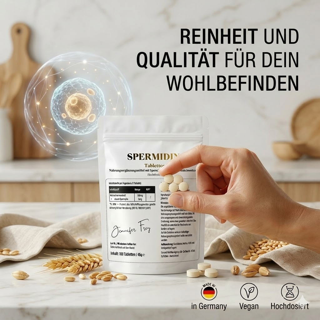 180 Spermidin Tabletten 6,0 mg Spermidin pro Tablette I für deine tägliche Ergänzung. 100% vegan - laborgeprüfte Qualität I Made in Germany
