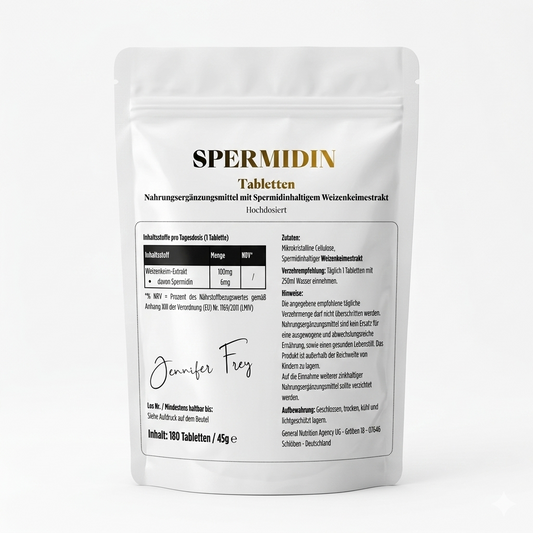 180 Spermidin Tabletten 6,0 mg Spermidin pro Tablette I für deine tägliche Ergänzung. 100% vegan - laborgeprüfte Qualität I Made in Germany